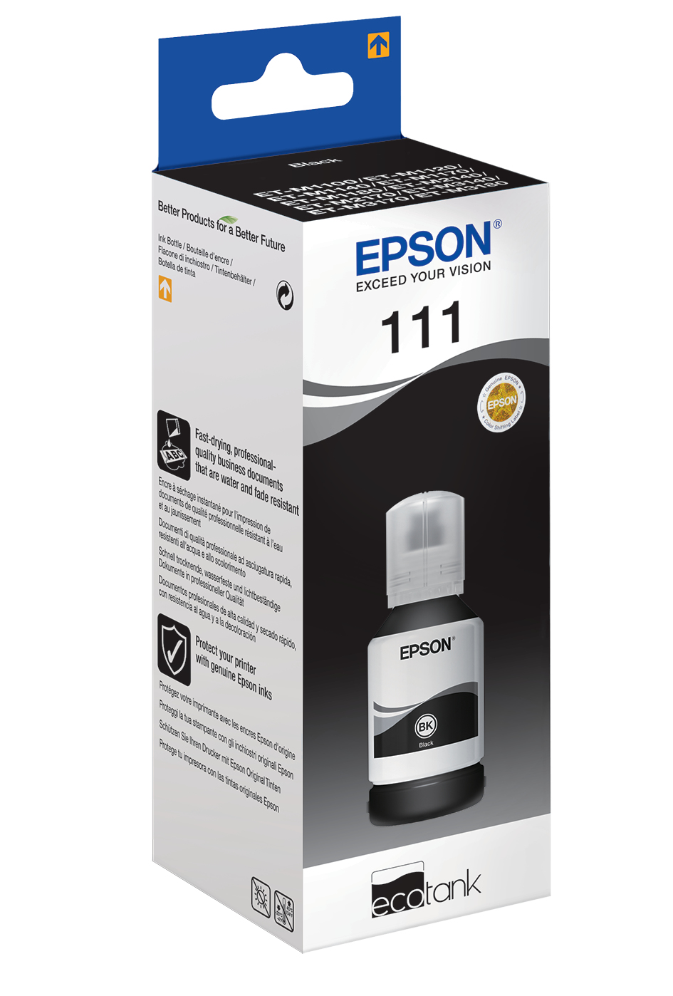 Epson 111 EcoTank Pigment black ink bottle Transparent