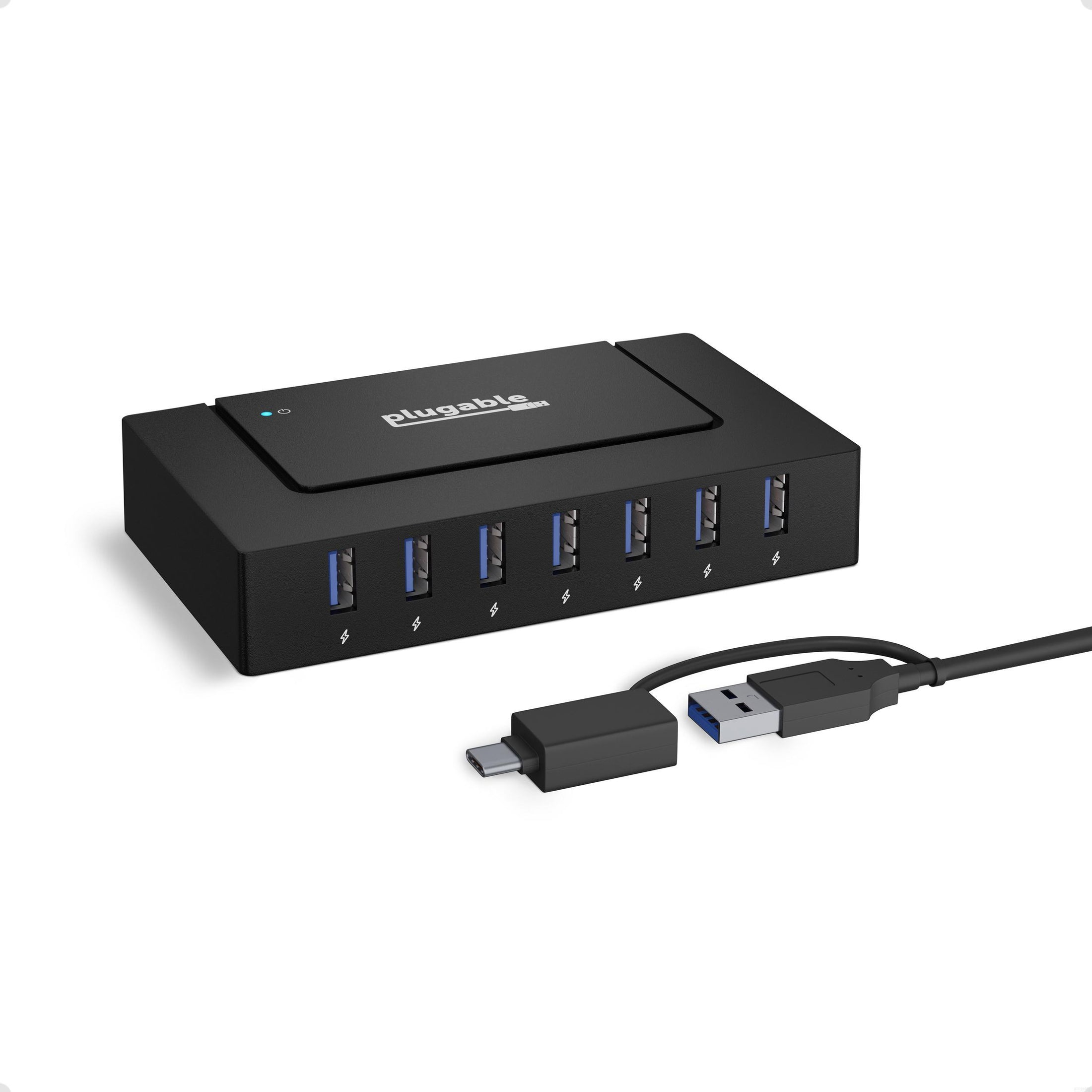 Computer Plug In Hub Plugable Technologies 7-in-1 USB Charging Hub with Data Transfer for ...