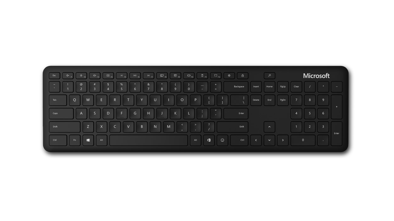 Microsoft QSZ00004 keyboard Bluetooth QWERTY English Black Transparent
