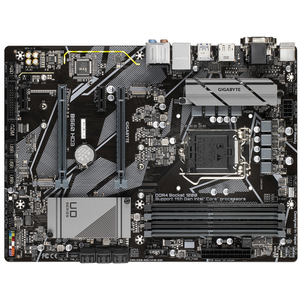 Gigabyte B560 HD3 motherboard Intel B560 Express LGA 1200 ATX – Transparent